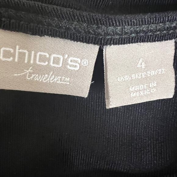 Chicos Travelers Womens Maxi Dress Size 4 (20/22) Black Slinky Knit Asymmetrical - Picture 5 of 6